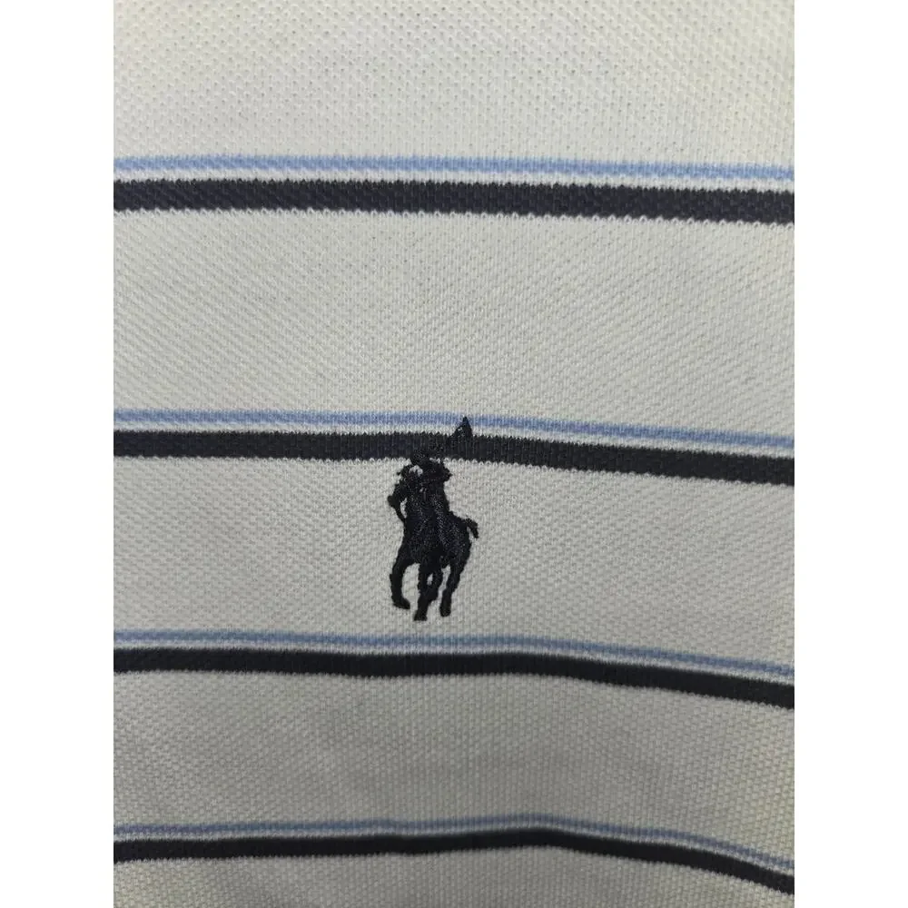 Polo Ralph Lauren Men’s Polo Shirt, WHITE BLUE STRIPE, Size Large - Picture 3 of 5